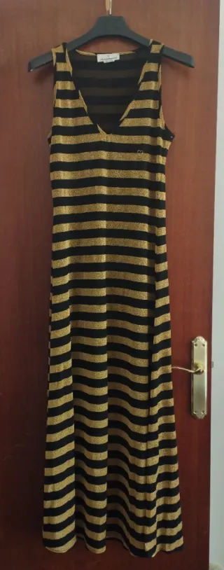 Vestido largo Lola Casademunt rayas oro