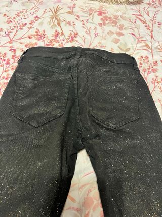 Vaqueros Mango Skinny Glitter Negros