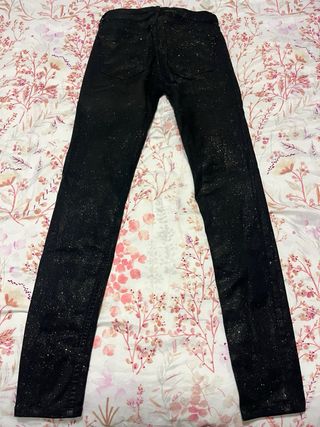 Vaqueros Mango Skinny Glitter Negros