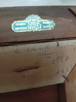 Cuadro Óleo Paisaje Marco Dorado ancho de madera