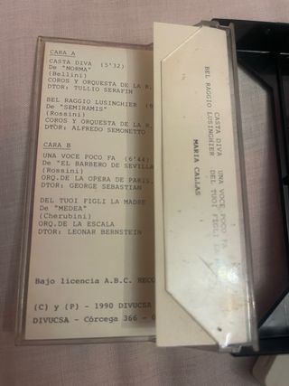 Cassette María Callas Ópera Clásica Italiana 1990