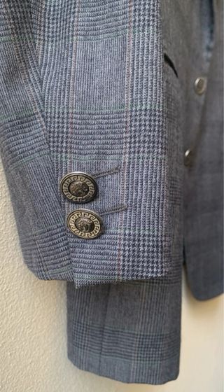 Blazer Versace Principe di Galles Lana Grigio