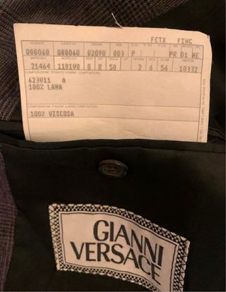 Blazer Versace Principe di Galles Lana Grigio