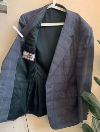 Blazer Versace Principe di Galles Lana Grigio
