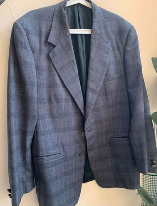 Blazer Versace Principe di Galles Lana Grigio