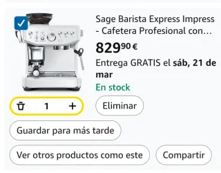 Cafetera sage barista express