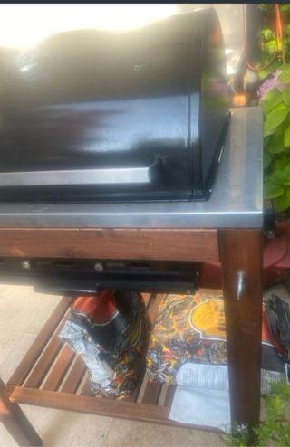 Barbacoa Carbón IKEA Madera Metal Negra y madera