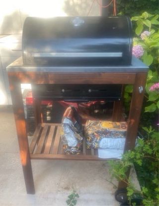 Barbacoa Carbón IKEA Madera Metal Negra y madera