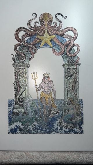 Azulejo grabado y pintado a mano