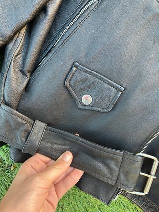 Chaqueta de cuero auténtico negro