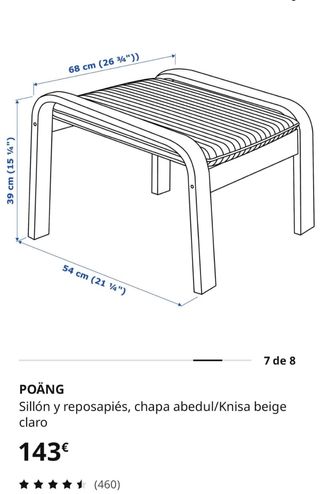 Sillón Poäng Ikea Rojo, incluido el Reposapiés.