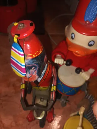 Lote Juguetes Antiguos: Mono, Pato y Perro,