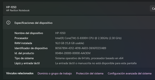 Portátil HP Pavilion Core i5 8th Gen GTX 1050