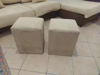 Sofá chaise longue beige y marrón