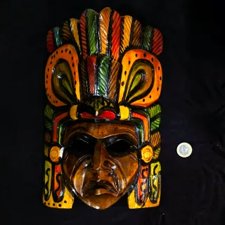 Máscara Maya Madera Tallada 30cm