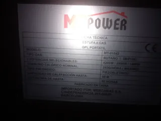 Estufa de Gas M POWER GPL Portátil MT-01542