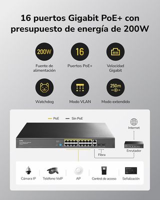Switch Cudy PoE+ Gigabit 16 Puertos GS1018PS2 NUEV
