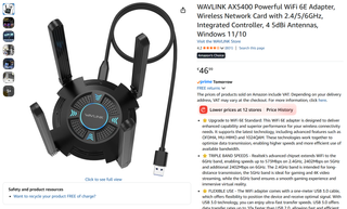 Adaptador WiFi WAVLINK AX5400 6E