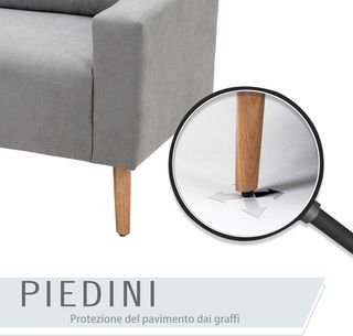 Sofá de 2 Plazas Moderno en Estilo Nórdico con Respaldo Acolchado, en Poliéster y Madera, 145X76X88 Cm, Gris Claro