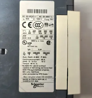 Contactor Telemecanique LC1 D40/3 polos/60A