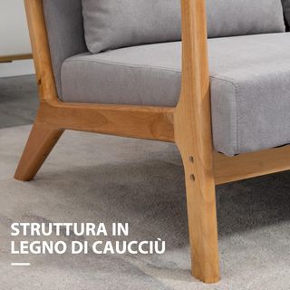 Sofá de 2 Plazas Moderno y Ahorra Espacio en Madera con Cojines, Asiento Acolchado y Tejido Efecto Terciopelo, 122X80X72 Cm, Gris