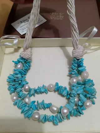 Collana con  turchese e perle scaramazze