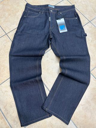 Pantaloni uomo baggy carhartt Wide Leg Blu Indigo