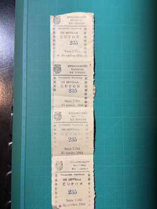 Cupones ONCE Delegación Sevilla 1944