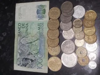 Lote Monedas y Billete 1000 Pesetas España