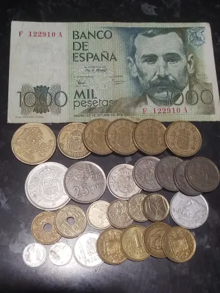 Lote Monedas y Billete 1000 Pesetas España