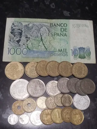 Lote Monedas y Billete 1000 Pesetas España