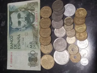 Lote Monedas y Billete 1000 Pesetas España