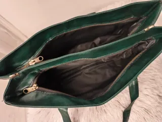Bolso Piel Vintage 70s Verde Dorado
