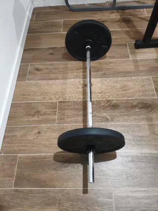 Barra musculación 1,20m + 2 discos Domyos 20kg