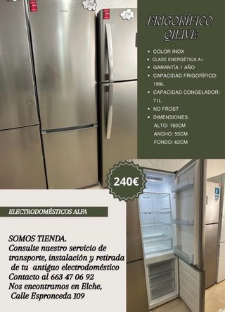 Frigorífico Qilive Inox 199L + 71L No Frost