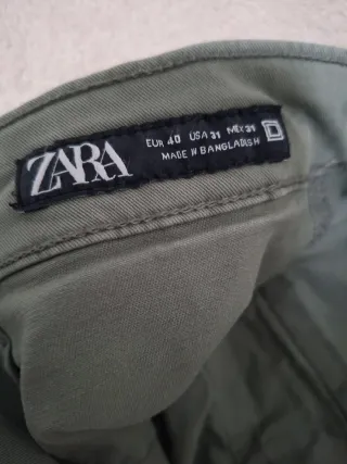Pantalón Cargo Zara Verde Talla 40