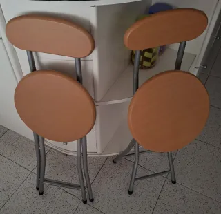 Mesa cocina plegable con cajón y 2 taburetes