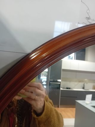 Espejo Redondo Madera Maciza Vintage 80cm