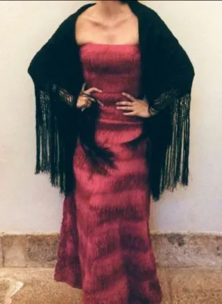 Vestido largo rosa con textura