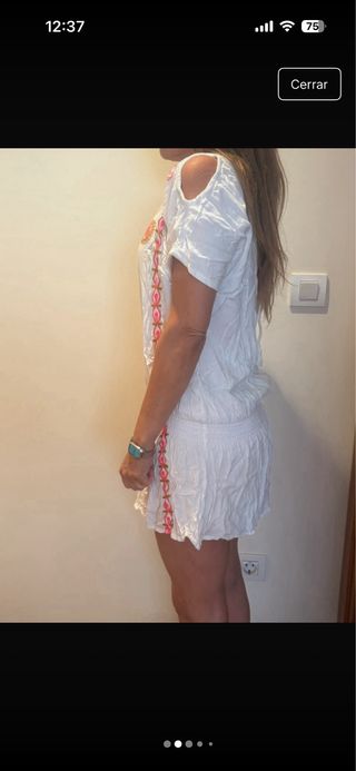Vestido Ibiza Blanco y Rosa Talla XS