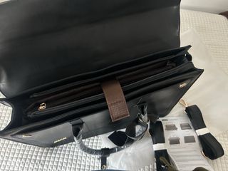 MOSISO Bolso Portadocumentos Cuero Negro 15