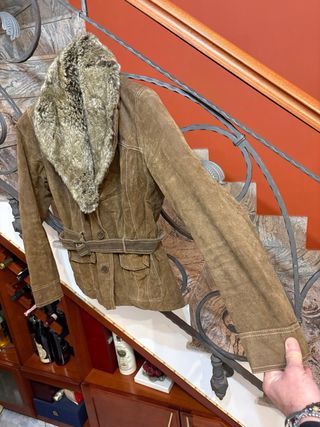 Giacca donna in vera pelle scamosciata vintage