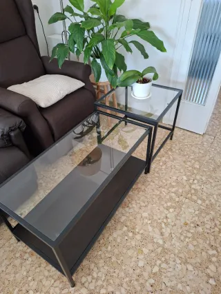 Mesas encajables cristal y metal