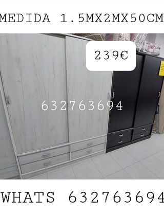 Armario puertas correderas 1.5m x 2m x 50cm