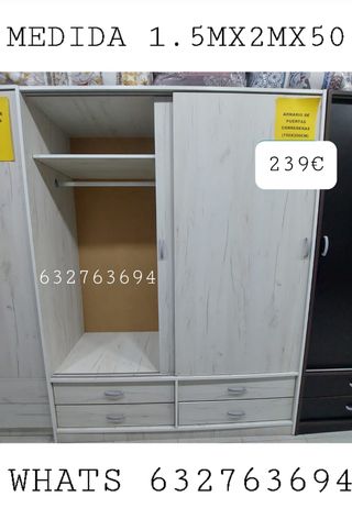 Armario puertas correderas 1.5m x 2m x 50cm