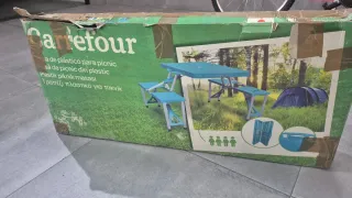 Mesa picnic Carrefour plegable con asientos