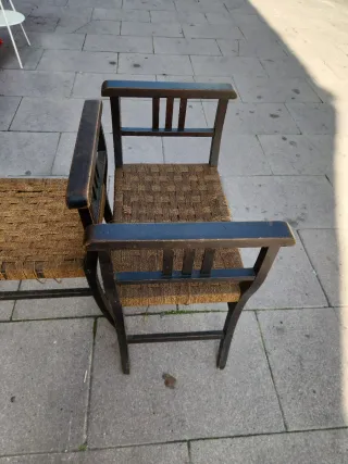 2 Banquetas Antiguas Madera y Anea