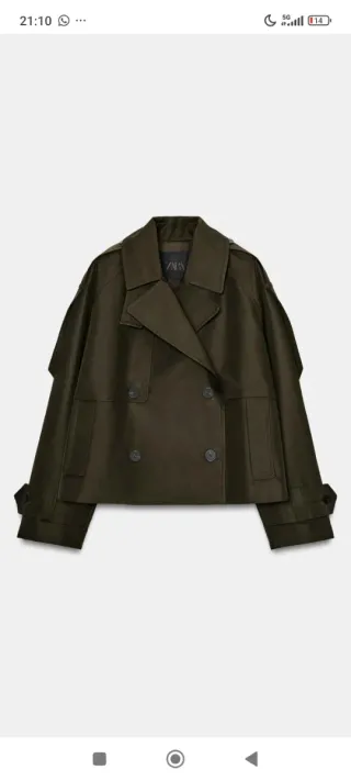 Trench corta ZARA impermeable verde oliva