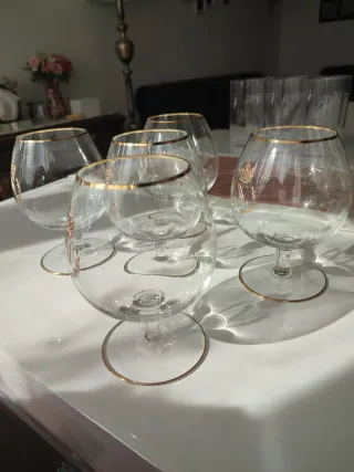 5 Copas de Licor Napoleón Doradas