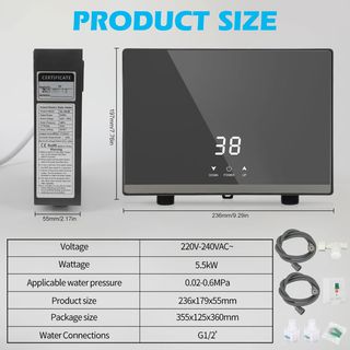 Calentador Agua Eléctrico Mini 5500W